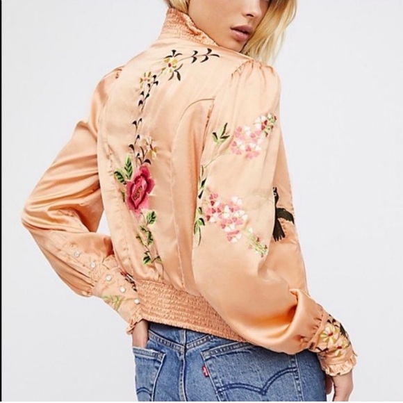 Free People Just Peachy Bomber Jacket- XS - Picture 2 of 7